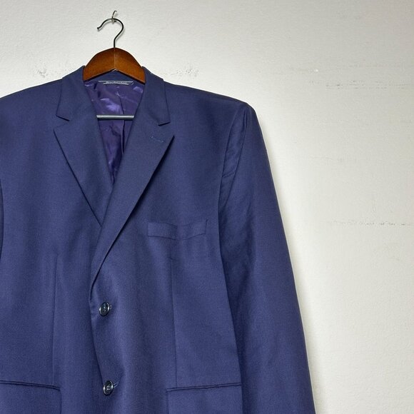 Jack Victor Men Navy Blazer Canada Exclusive Von Maur Size 44R Wool Silk Blend - Picture 11 of 16